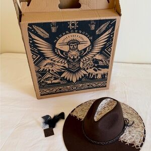 Elegant Brown Hat with Feather Detail